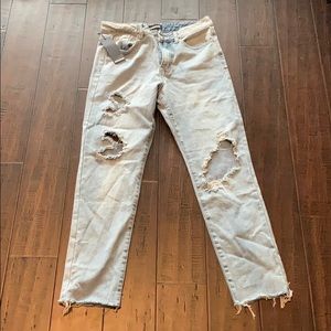 Distressed mom jeans